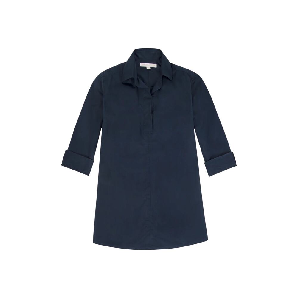Ann Mashburn Designer Tunic Navy Blue Italian Poplin 100% Cotton Top